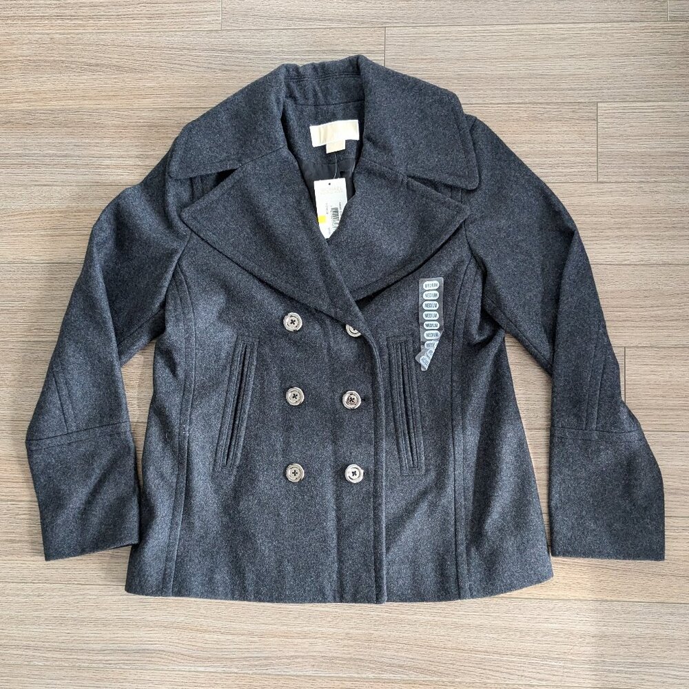 Michael Kors Charcoal Double-Breasted Pea Coat